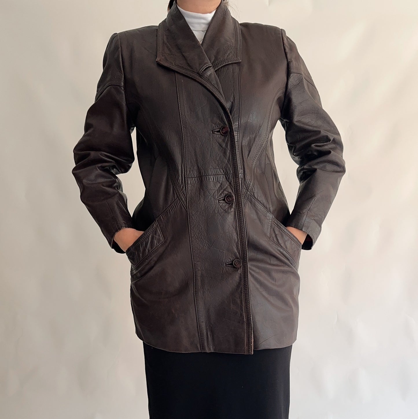 Vintage 70s Leather Coat (S)