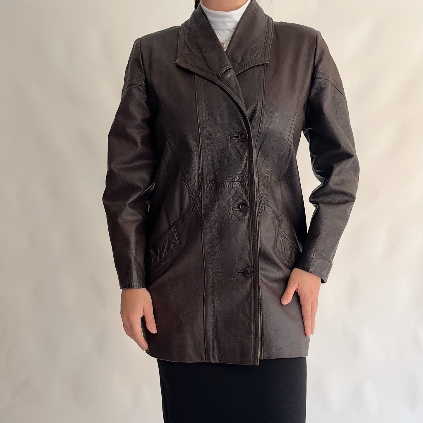 Vintage 70s Leather Coat (S)