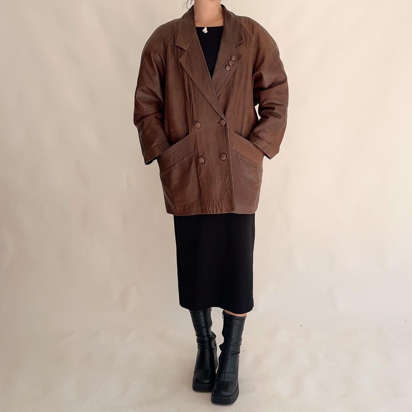 Vintage 80s Leather Coat (ML)