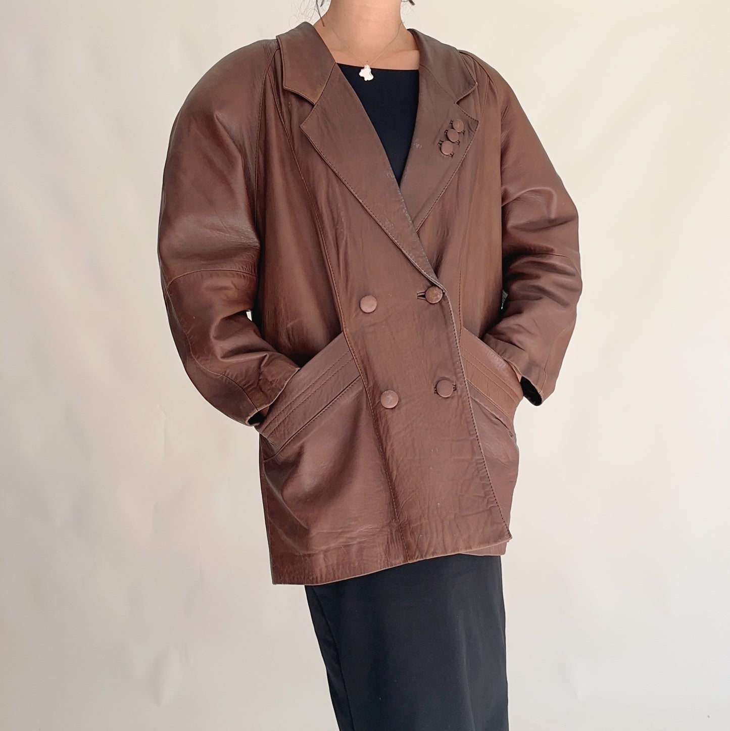 Vintage 80s Leather Coat (ML)