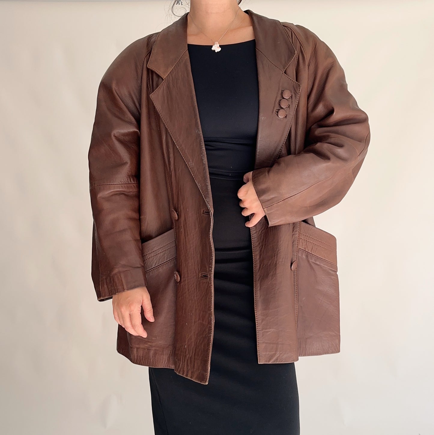 Vintage 80s Leather Coat (ML)