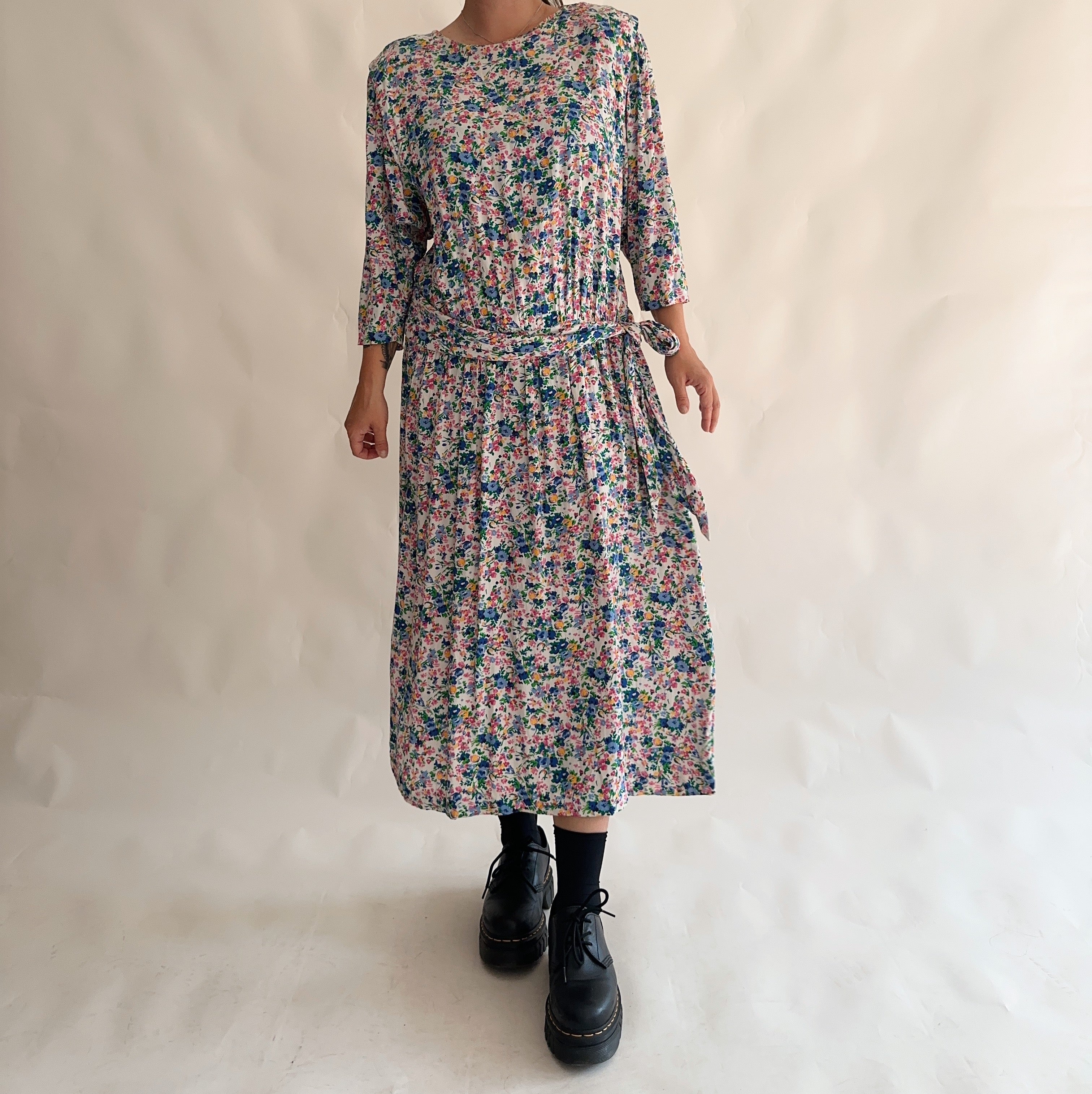 80s Vintage Dress L