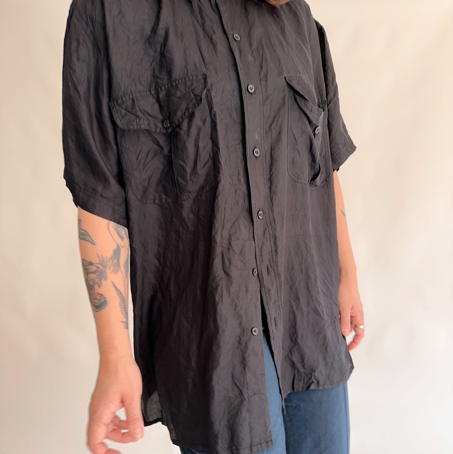 100% silk vintage shirt (M)