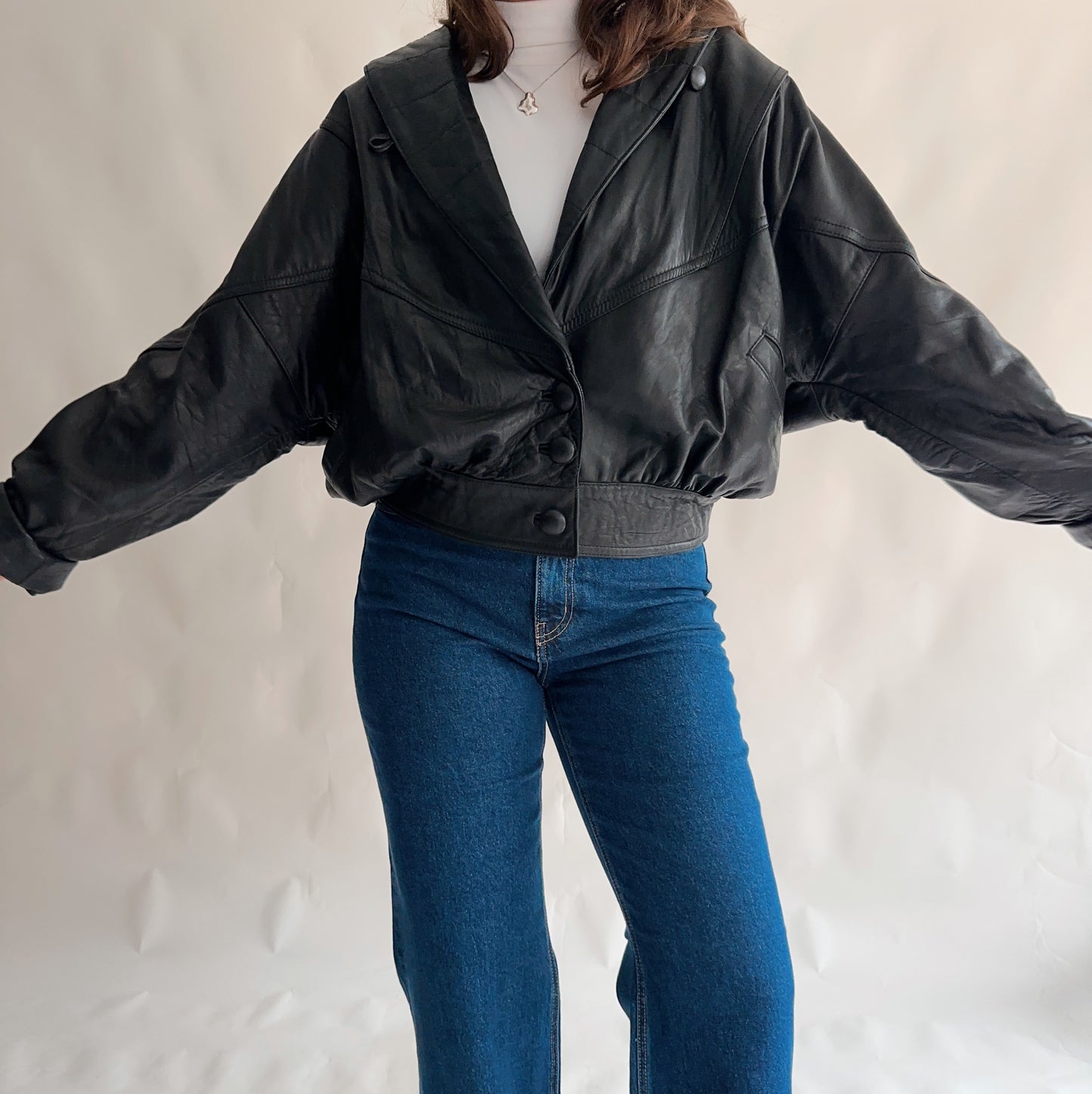 Bomber Vintage 80s de Pele (M)