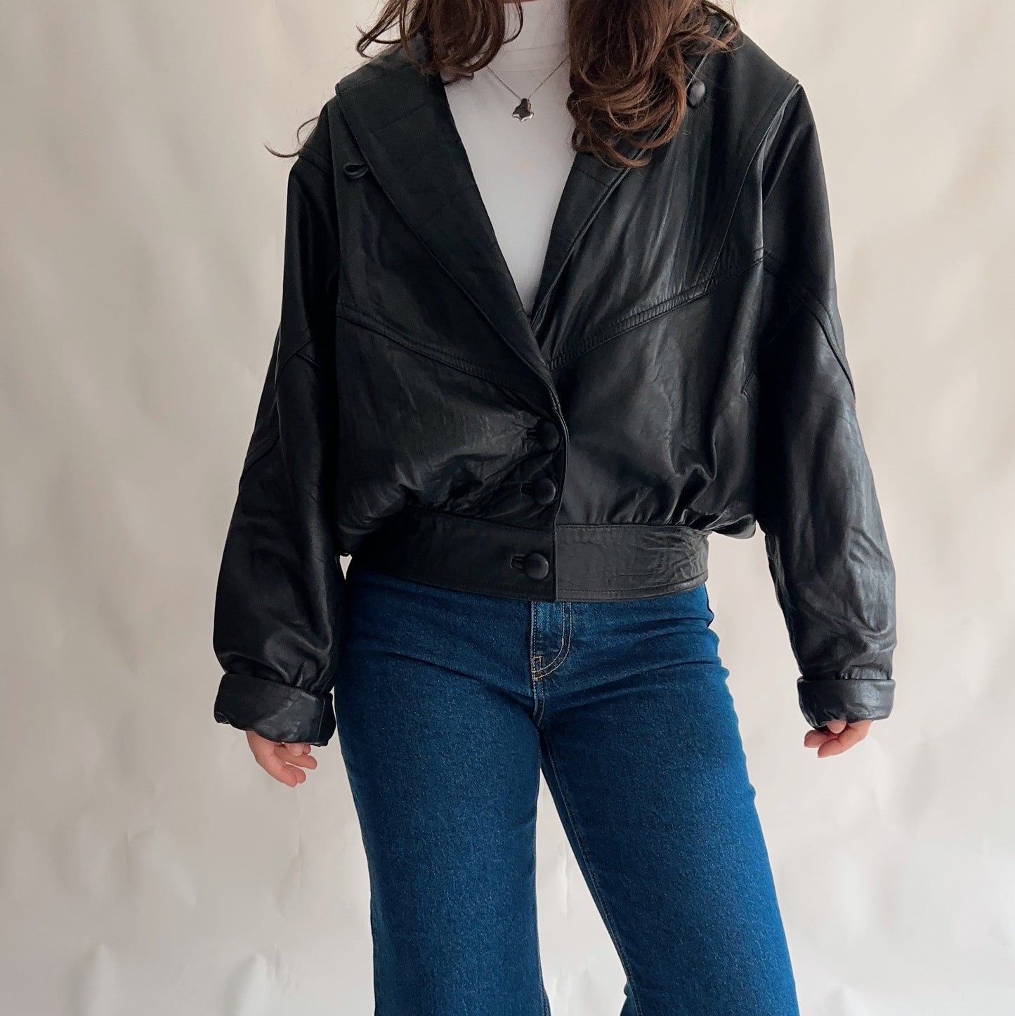 Bomber Vintage 80s de Pele (M)