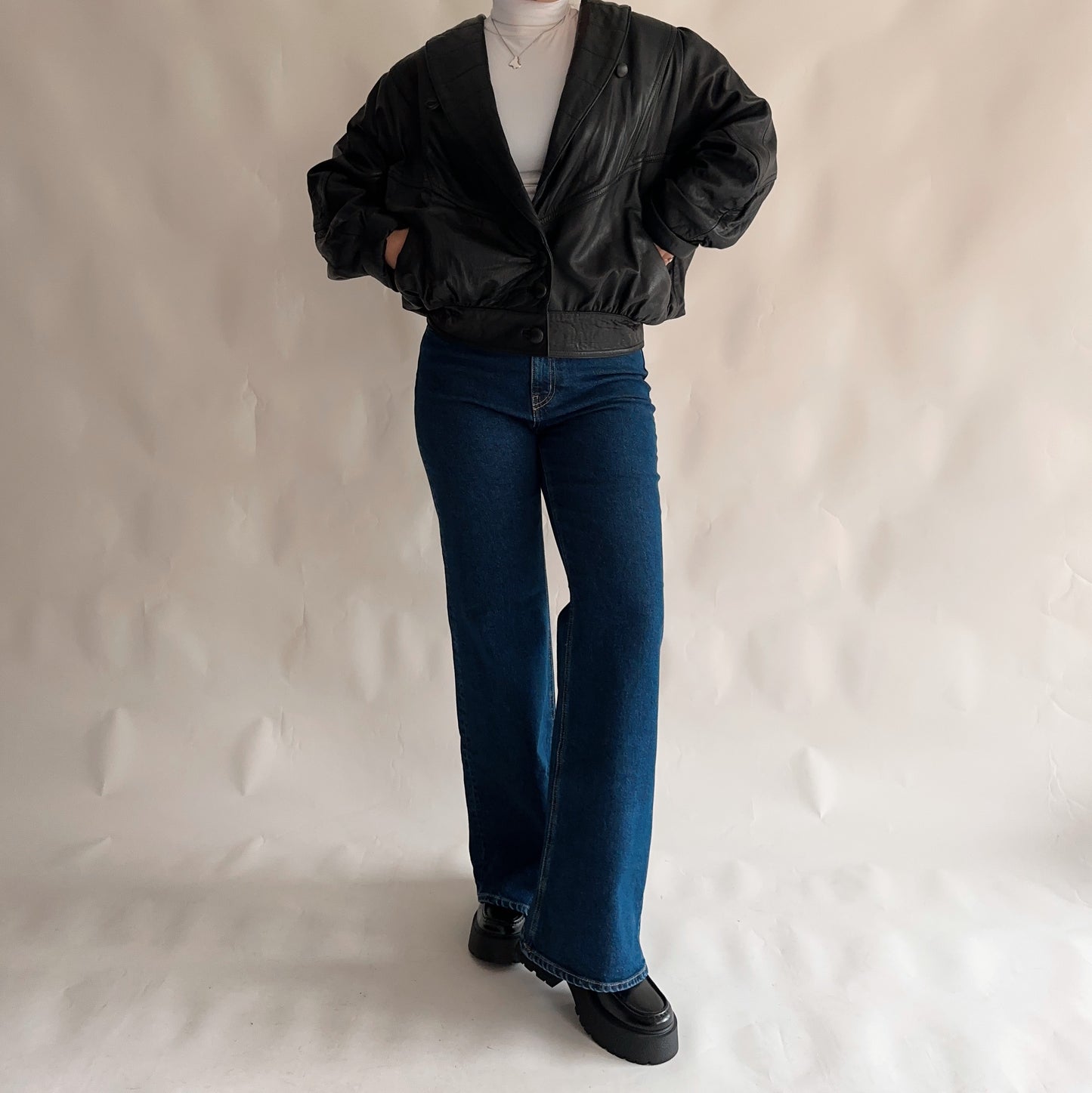 Bomber Vintage 80s de Pele (M)