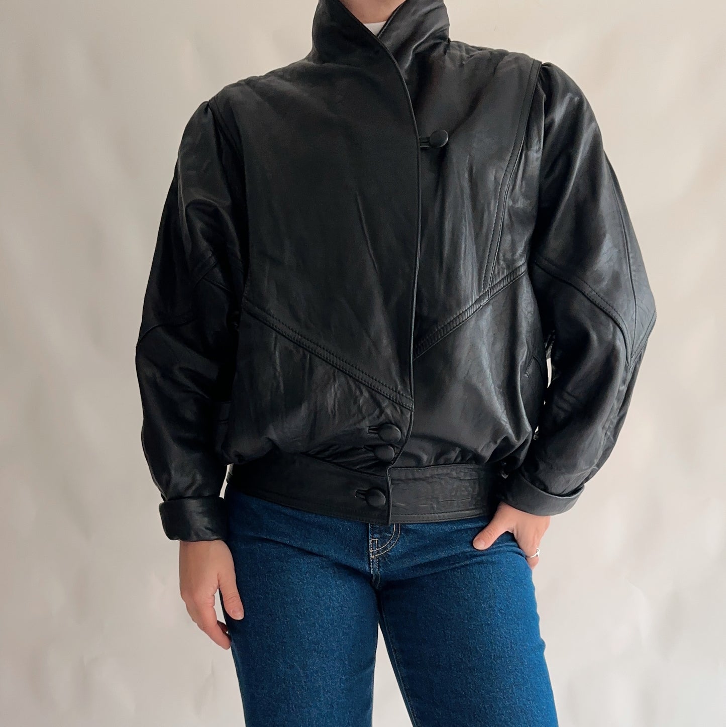 Bomber Vintage 80s de Pele (M)