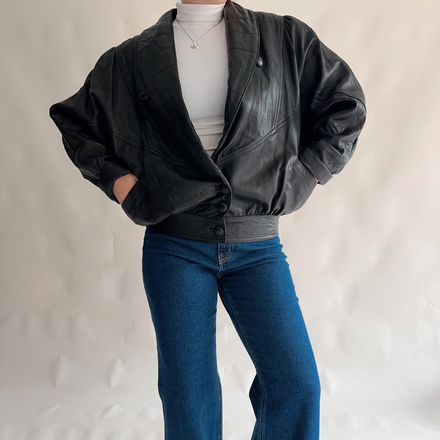 Bomber Vintage 80s de Pele (M)