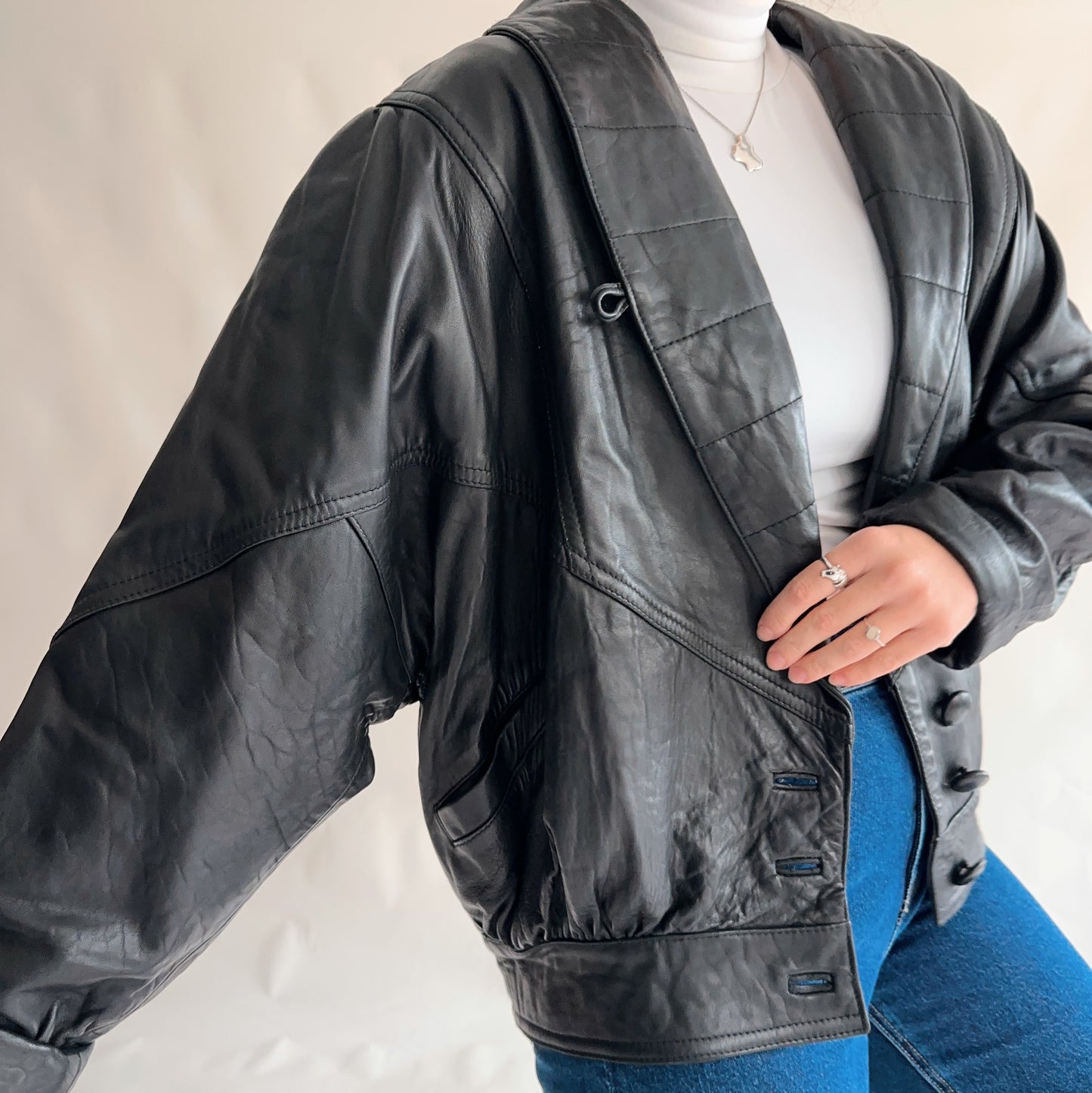 Bomber Vintage 80s de Pele (M)