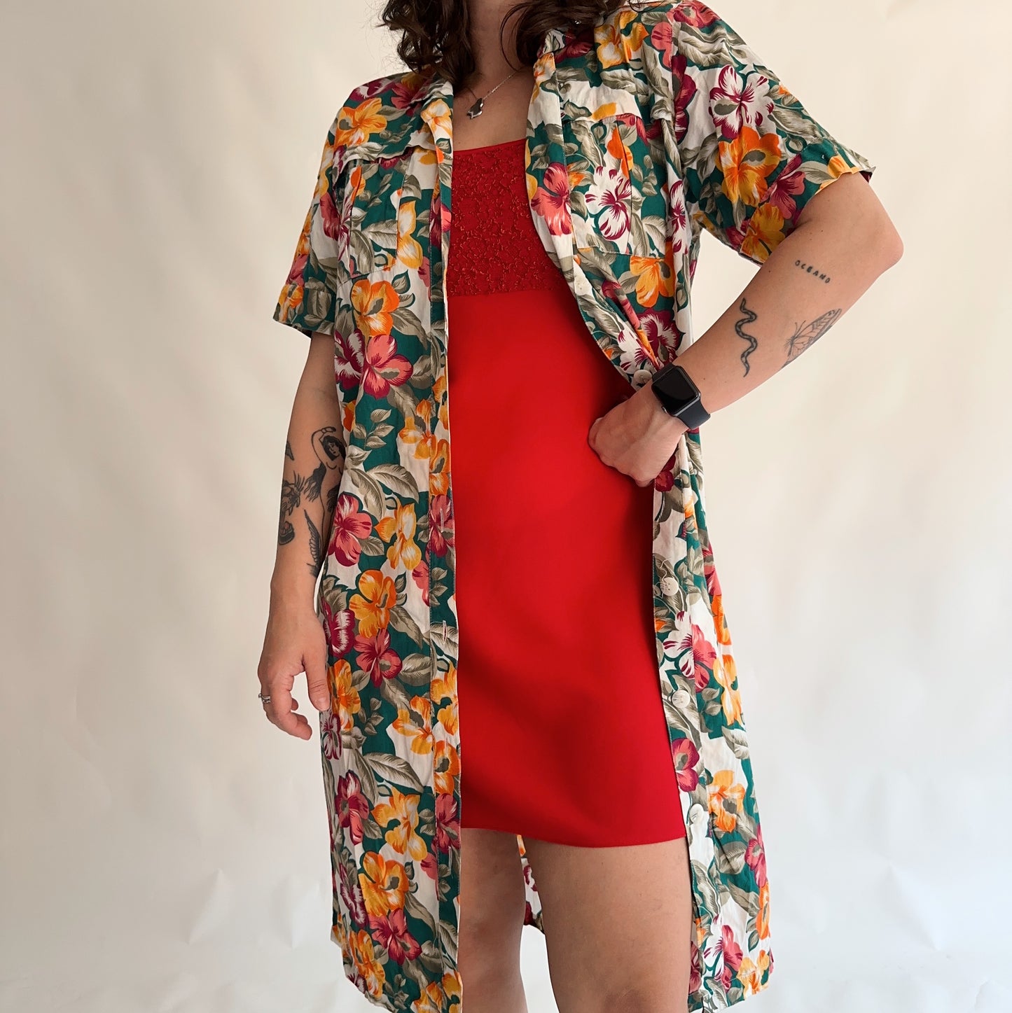 Vestido Camiseiro Vintage Floral (M-L)