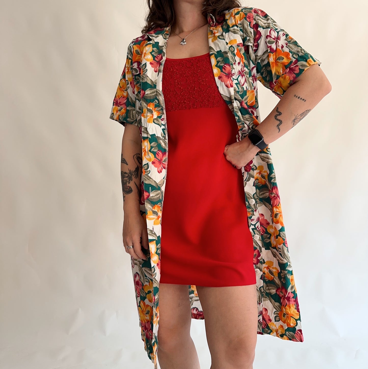 Vestido Camiseiro Vintage Floral (M-L)