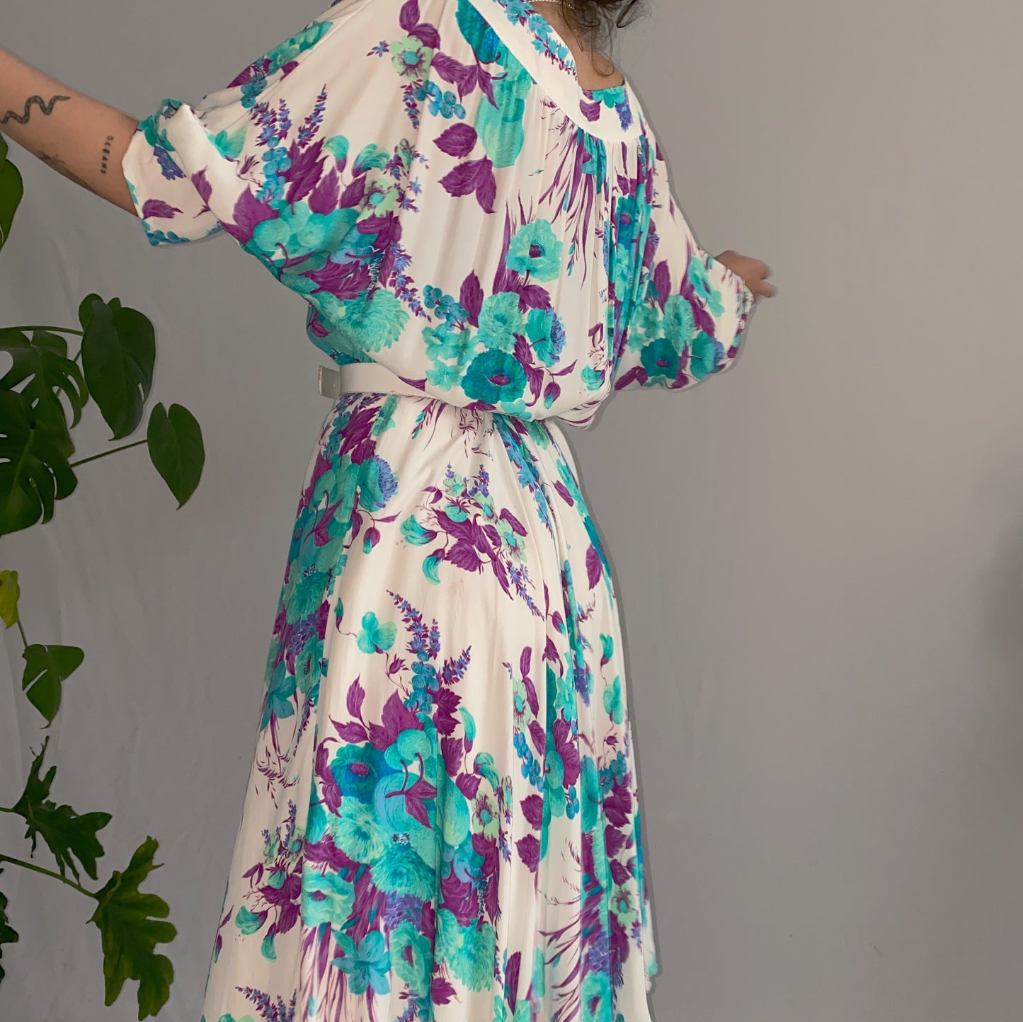 vestido vintage 80s floral (XL)