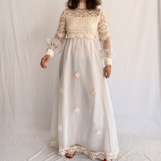 vintage wedding dress 70s (M)