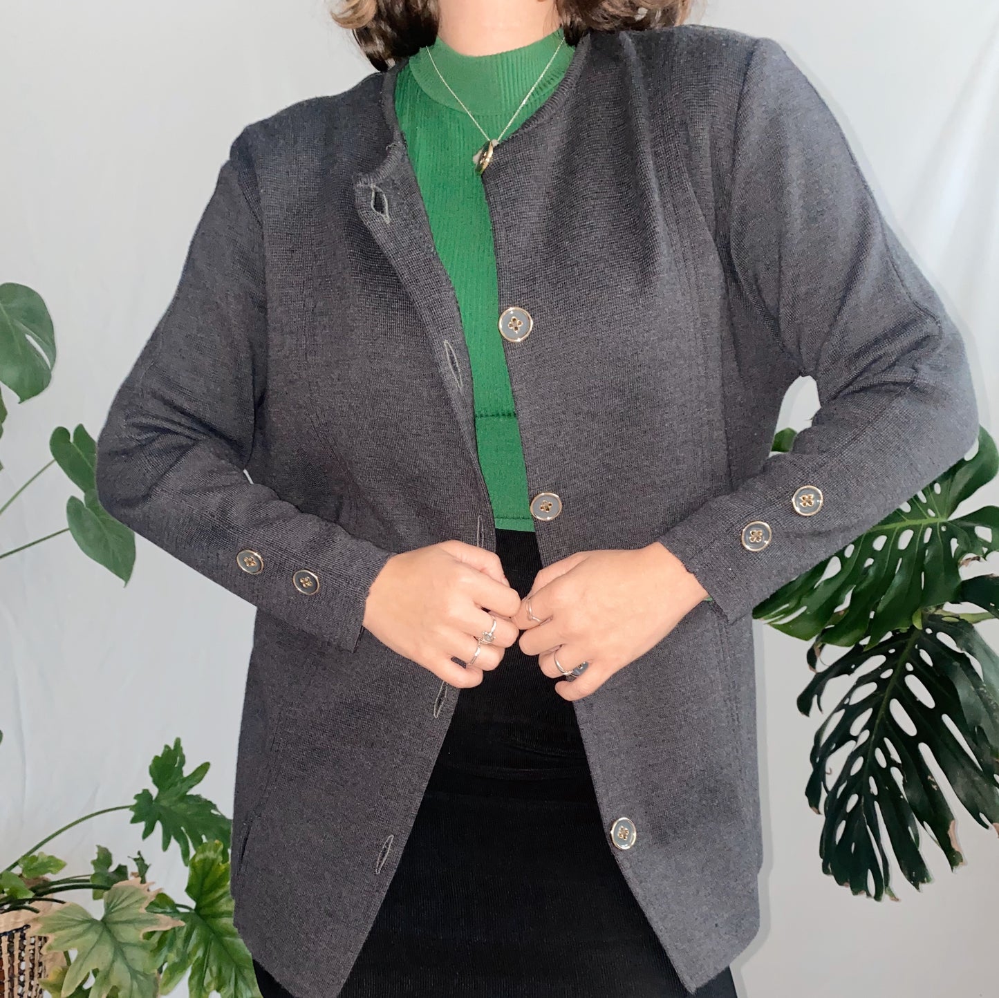 cardigan vintage cinzento (M)